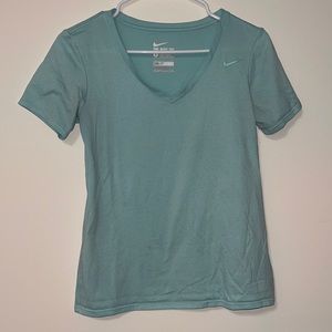 NIKE Athletic Cut V Neck DRI-FIT blue shirt - size small